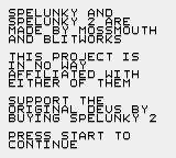 GBCspelunky (Homebrew) — Title screen